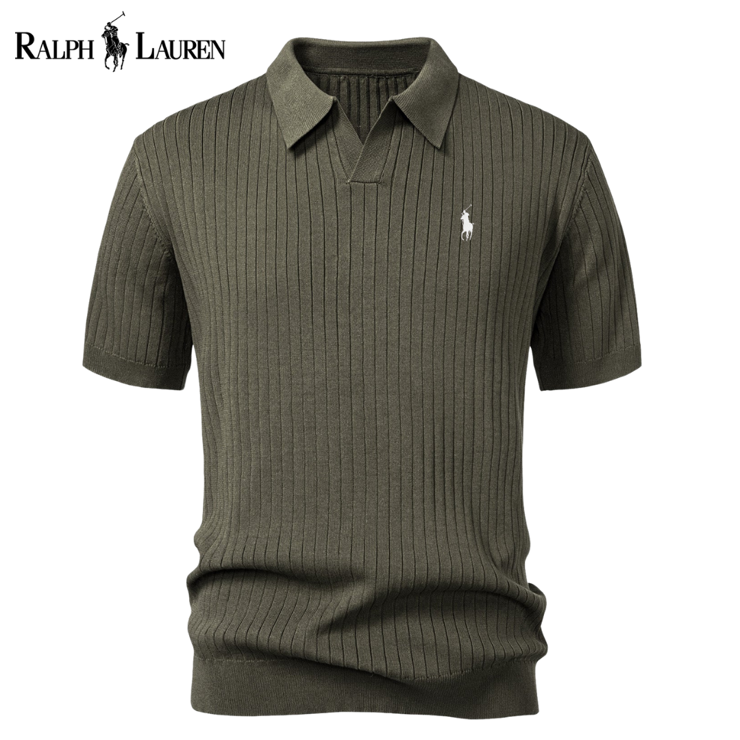 RL™ Gestreiftes V-Ausschnitt-Strickpolo