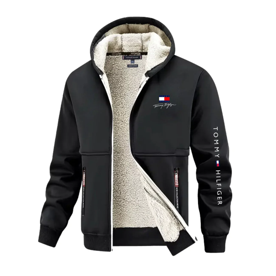 Warmer Hoodie mit Kapuze und Reißverschluss