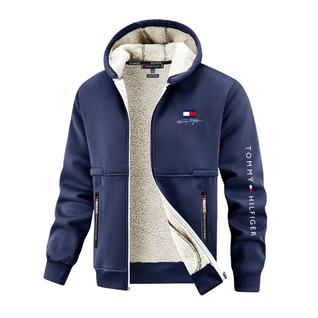 Warmer Hoodie mit Kapuze und Reißverschluss