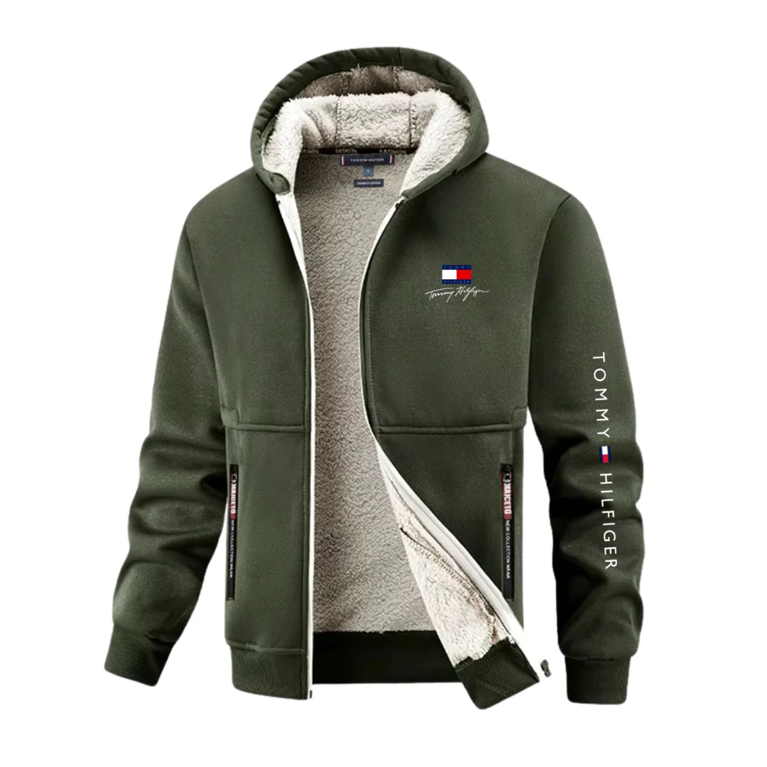 Warmer Hoodie mit Kapuze und Reißverschluss